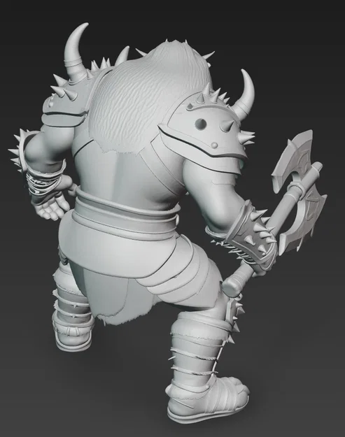Mô hình 3D Chiến binh Ork cầm rìu dũng mãnh (Ork Warrior with Axe) - Image 3