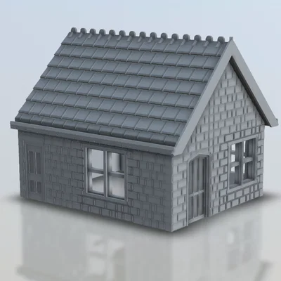 Nhà tranh bằng đá với mái ngói Slate