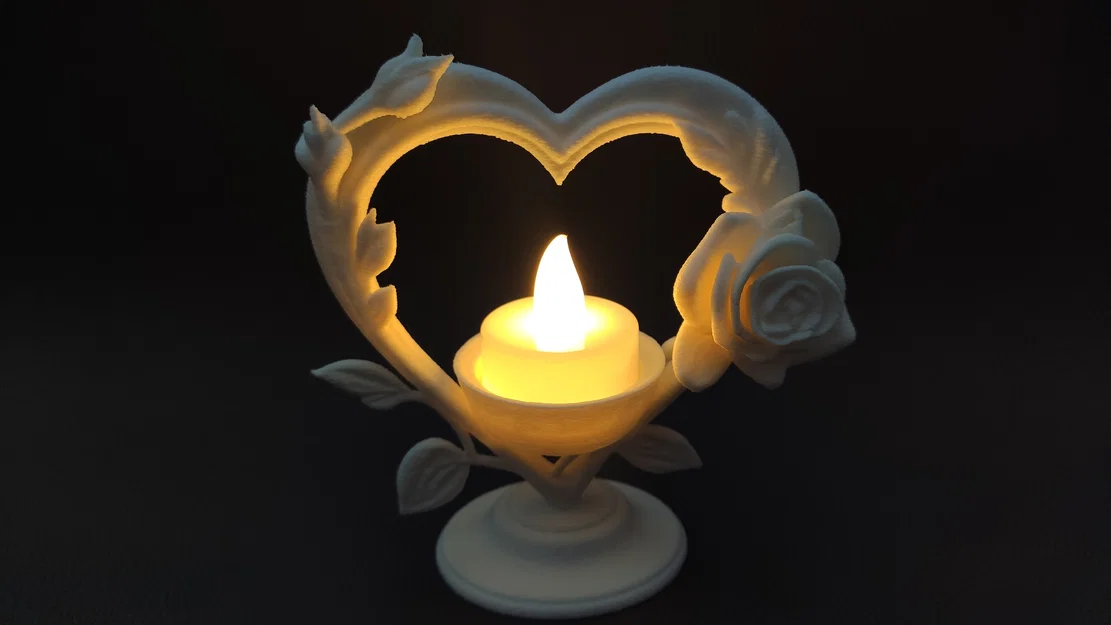 Bộ 2 đế nến LED hình Hoa hồng trong Trái tim - Image 4