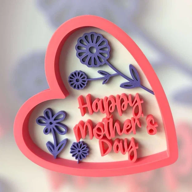 Mẫu in 3D trái tim Happy Mother's Day tặng mẹ ý nghĩa - Image 1