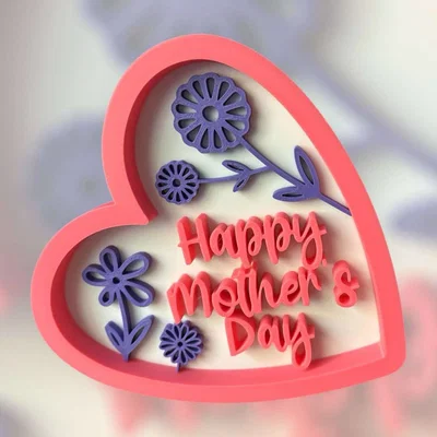 Mẫu in 3D trái tim Happy Mother's Day tặng mẹ ý nghĩa