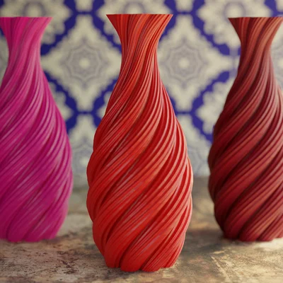 Mẫu bình hoa xoắn ốc nghệ thuật in 3D đẹp mắt