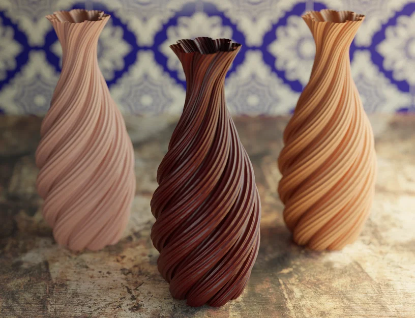 Mẫu bình hoa xoắn ốc nghệ thuật in 3D đẹp mắt - Image 3