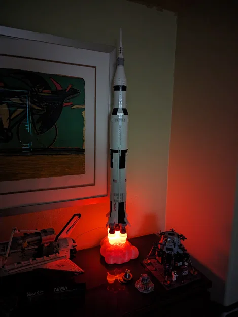 Đế trưng bày hiệu ứng lửa cho mô hình tên lửa Lego Saturn V - Image 1