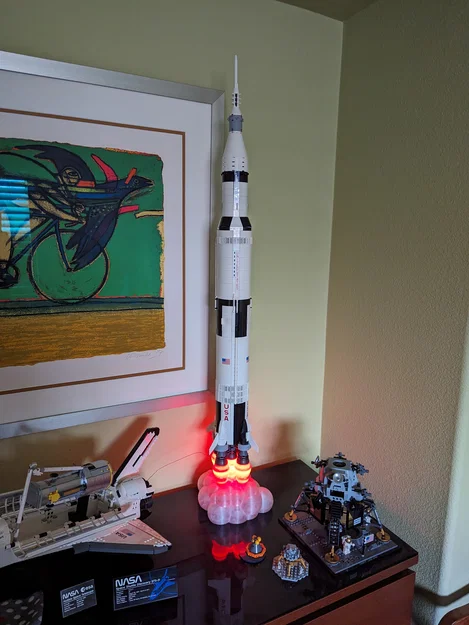 Đế trưng bày hiệu ứng lửa cho mô hình tên lửa Lego Saturn V - Image 2