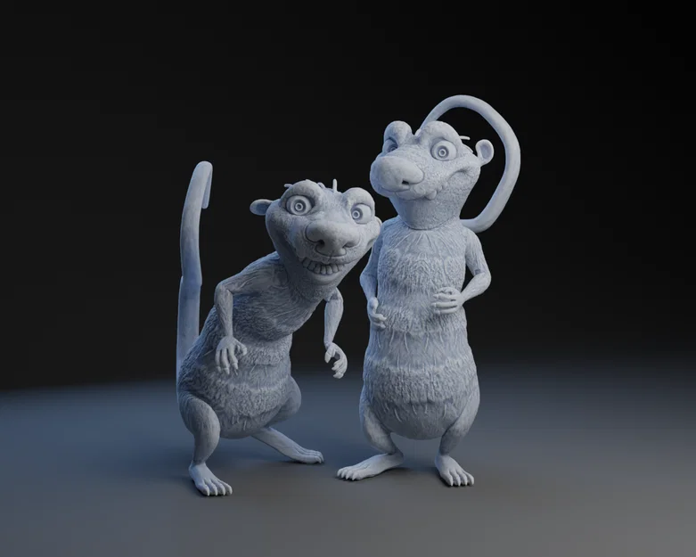 Mô hình 3D bộ đôi Crash và Eddie trong phim hoạt hình Ice Age - Image 1