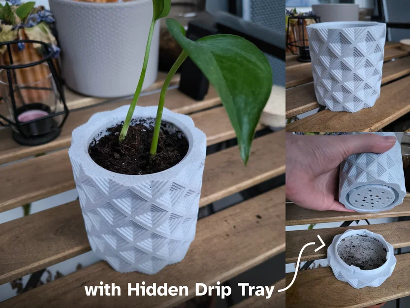 Chậu cây Karo Cascade với khay hứng nước ẩn (In không cần support) - Image 1