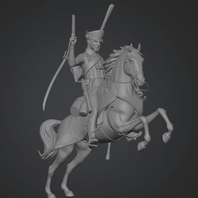 Mô hình Kỵ binh Sumsk Hussar cưỡi ngựa in 3D chi tiết