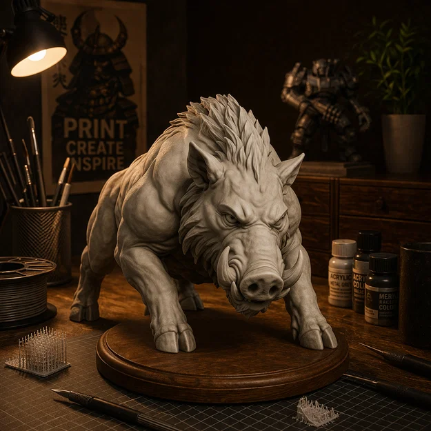 Mô hình điêu khắc Heo Rừng 3D cực ngầu (Wild Boar Sculpture) - Image 1