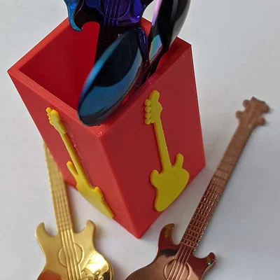 Hộp đựng muỗng guitar 3D - Phụ kiện trang trí bàn ăn cực chất