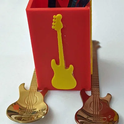 Hộp đựng muỗng guitar 3D - Phụ kiện trang trí bàn ăn cực chất