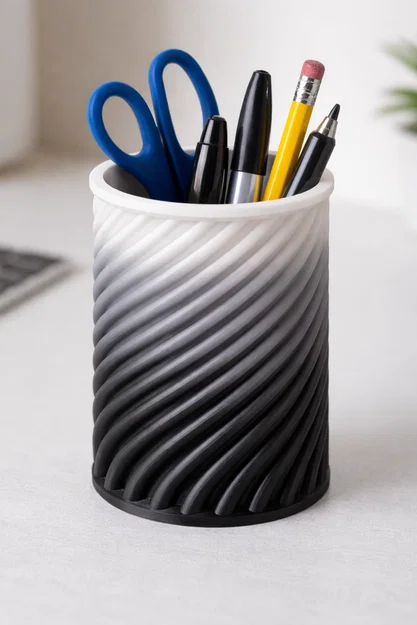 Ống Cắm Bút Thiết Kế Xoắn Ốc Độc Đáo - Phụ Kiện Bàn Làm Việc 3D - Image 1