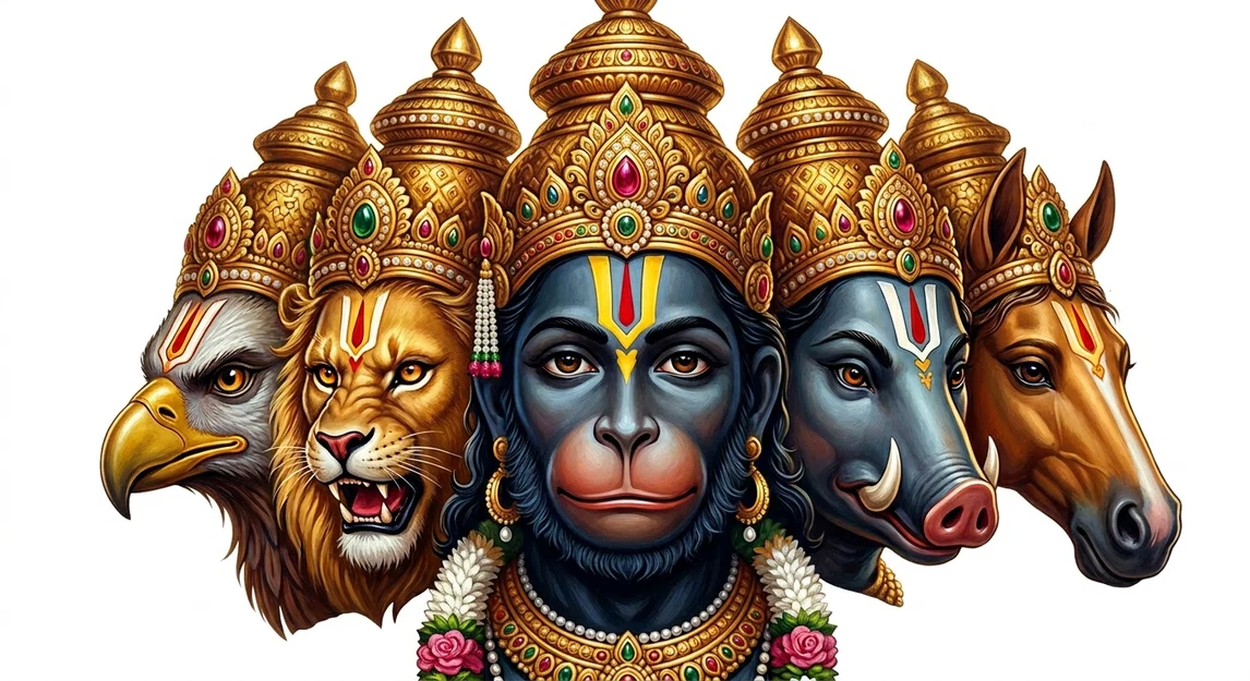 Mô hình 3D tượng Panchamuki Hanuman 5 mặt đầy uy nghiêm - Image 1