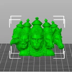 Mô hình 3D tượng Panchamuki Hanuman 5 mặt đầy uy nghiêm