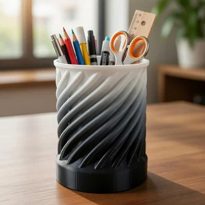Ống cắm bút xoắn ốc 3D (Organizer) - Mẫu thiết kế để bàn đẹp mắt