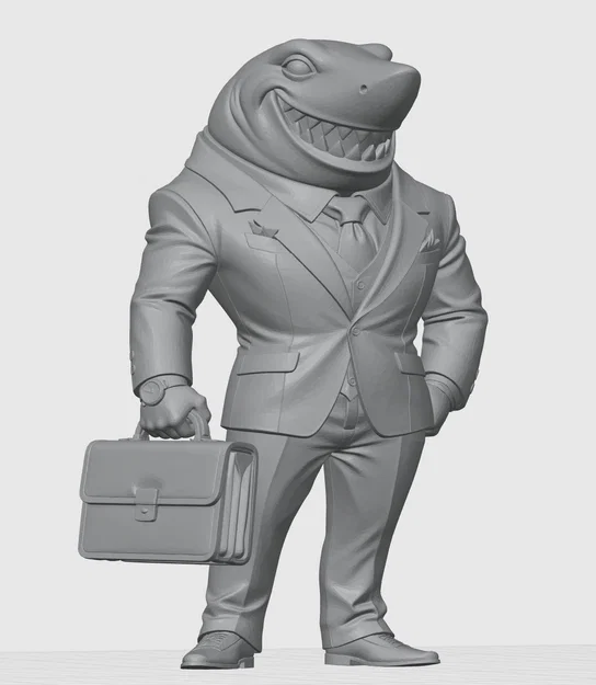 Mô hình 3D Shark Businessman: Chú cá mập doanh nhân cực chất - Image 1