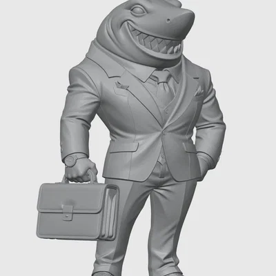 Mô hình 3D Shark Businessman: Chú cá mập doanh nhân cực chất