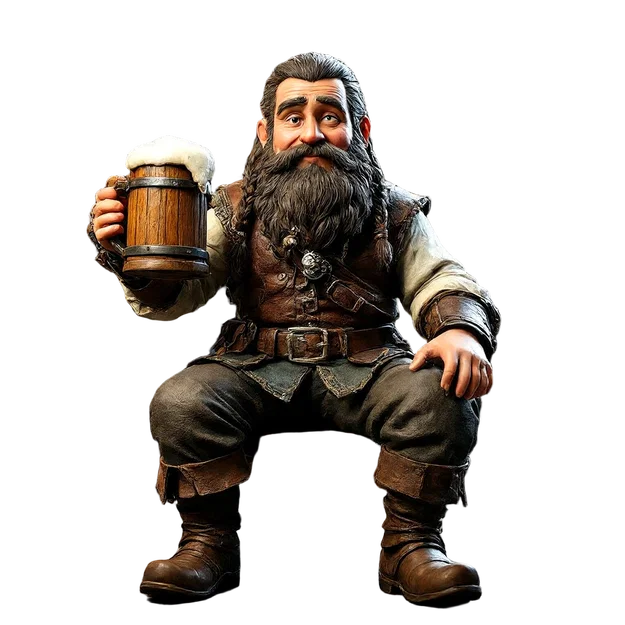 Mô hình 3D Sitting Dwarf 2 cầm cốc bia chi tiết cao - Image 1