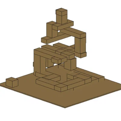 Mô hình cấu trúc khối lắp ghép phong cách Minecraft 3D độc đáo
