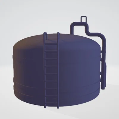 Mô hình 3D bể chứa công nghiệp có thang leo và đường ống chi tiết