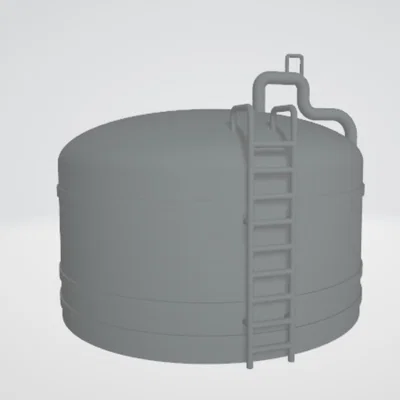 Mô hình 3D bể chứa công nghiệp có thang leo và đường ống chi tiết