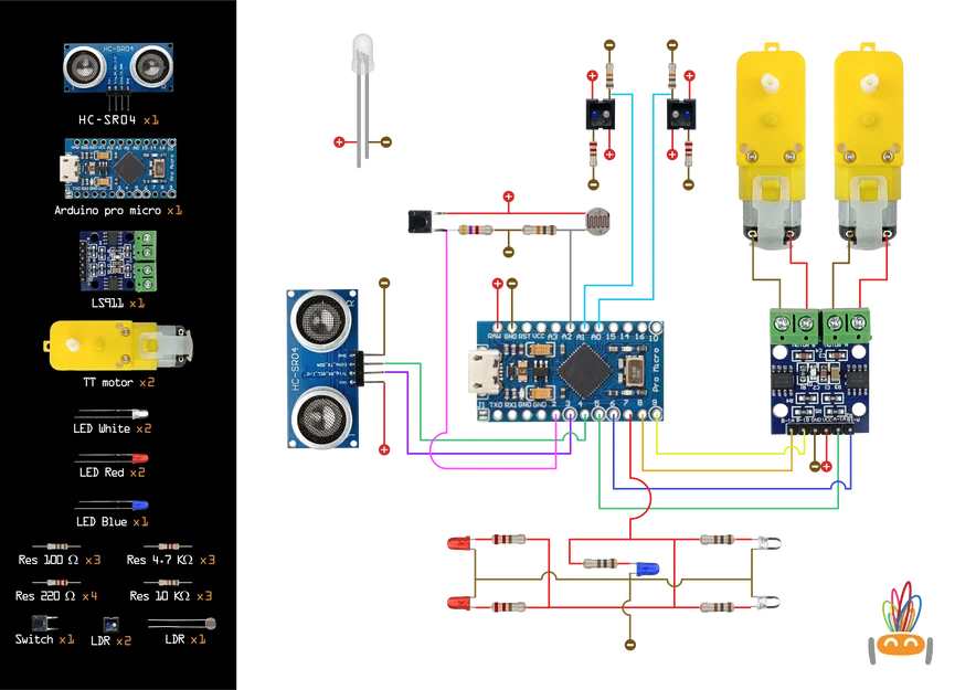Robot Arduino Giáo Dục: Dò Đường, Tránh Vật Cản, Cảm Biến Ánh Sáng - Image 11