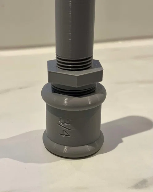 Khớp nối ống 3/4 inch chuẩn ren BSP (Pipe Coupler 3D Model) - Image 3