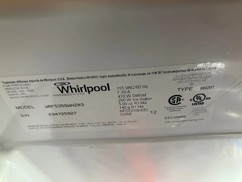Miếng đệm cửa trái tủ lạnh Whirlpool WR535SWHZ03 - Image 2