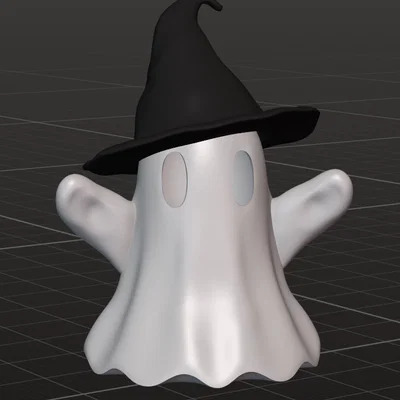 Mô hình 3D Chú ma nhỏ đội mũ phù thủy xinh xắn trang trí Halloween