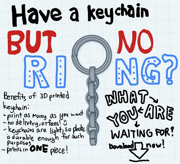 Khoen móc khóa in 3D (3D printed keychain ring) - Image 2