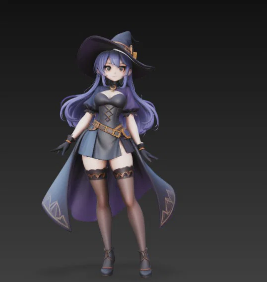 Mô hình 3D nàng phù thủy Anime xinh đẹp (Sexy Anime Witch) - Image 4