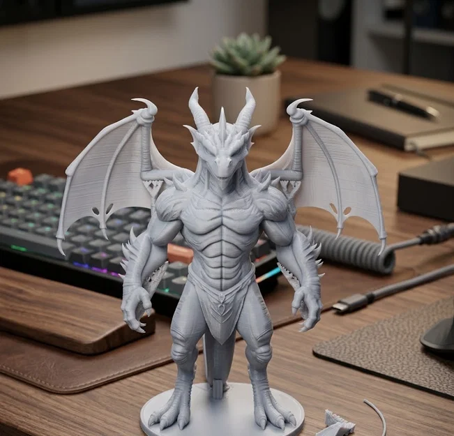 Mô hình rồng nhân hình có cánh in 3D - Thiết kế chiến binh huyền bí - Image 1