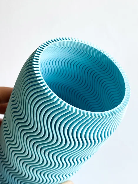 Bình hoa trang trí 3D họa tiết lượn sóng - Thiết kế tinh tế hiện đại - Image 2