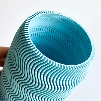 Bình hoa trang trí 3D họa tiết lượn sóng - Thiết kế tinh tế hiện đại