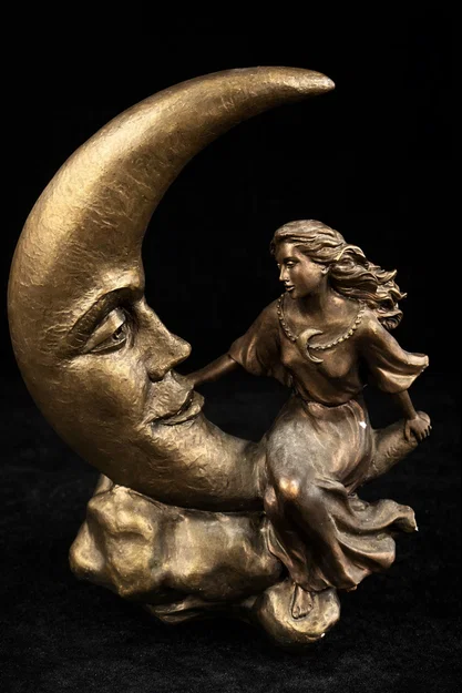 Mô hình 3D nghệ thuật Peaceful Dreams - Tượng nàng thơ bên vầng trăng - Image 1