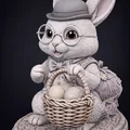 Mô hình 3D chú thỏ lịch lãm mang giỏ trứng Phục sinh ấn tượng - Thumbnail 1