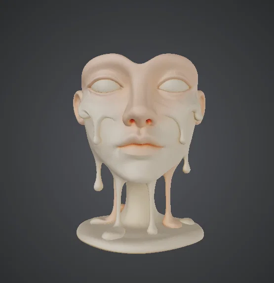 Tượng bán thân khuôn mặt tan chảy – Tác phẩm điêu khắc nghệ thuật siêu thực - Image 1