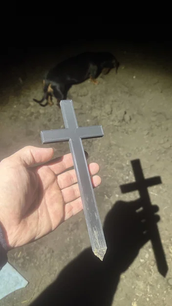 Mô hình thánh giá đơn giản cắm đất (Basic Cross Sharp End) in 3D - Image 1