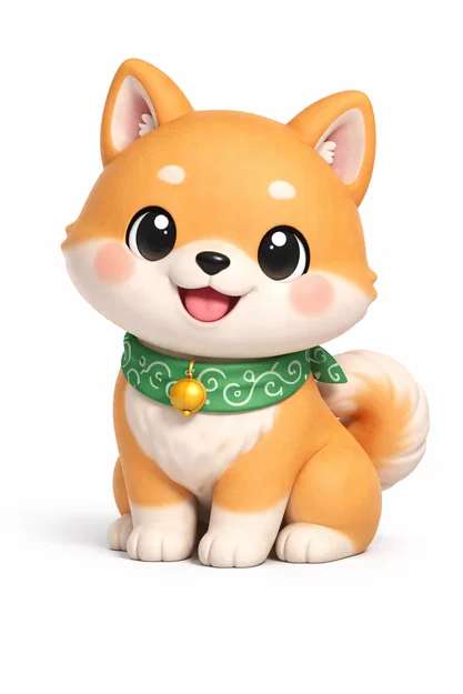 Mô hình 3D chú chó Shiba Inu đáng yêu để trang trí và tô màu - Image 1