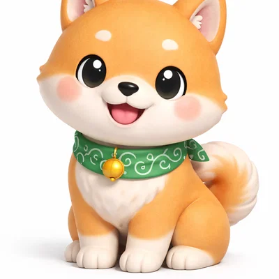 Mô hình 3D chú chó Shiba Inu đáng yêu để trang trí và tô màu