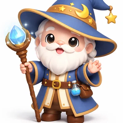 Mô hình 3D Little Wizard: Phù thủy nhỏ dễ thương để trang trí