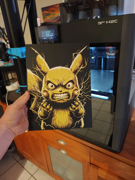 Pikachu nổi quạu - Tranh HueForge 300x224mm - Image 2