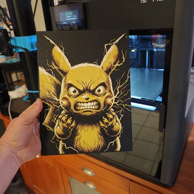 Pikachu nổi quạu - Tranh HueForge 300x224mm