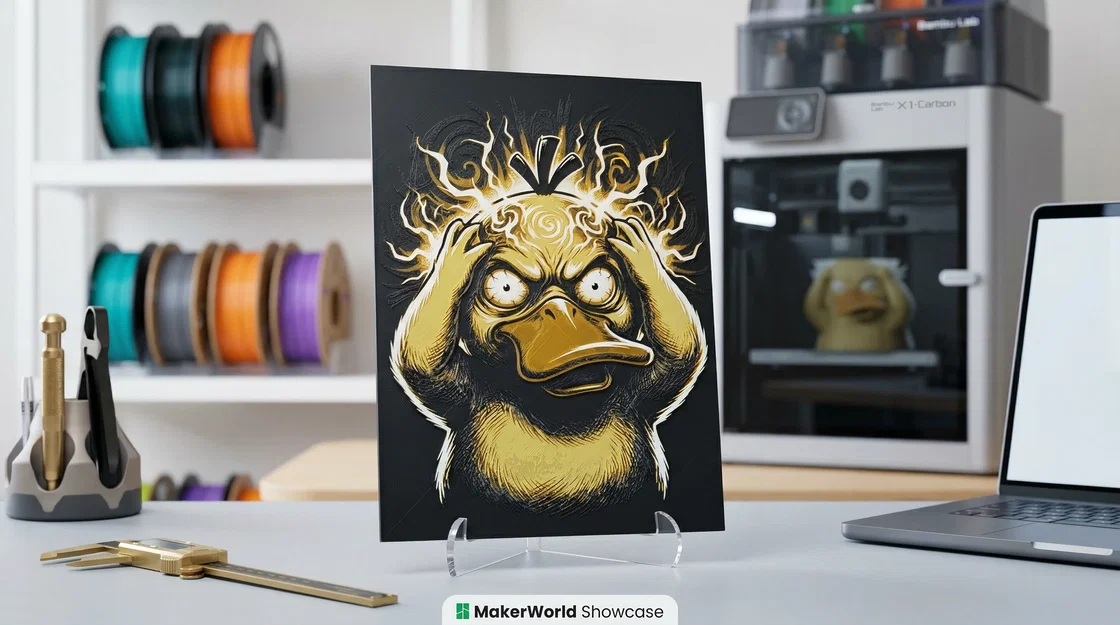 Psykokwak / Psyduck - Mô hình tranh HueForge độc đáo - Image 1