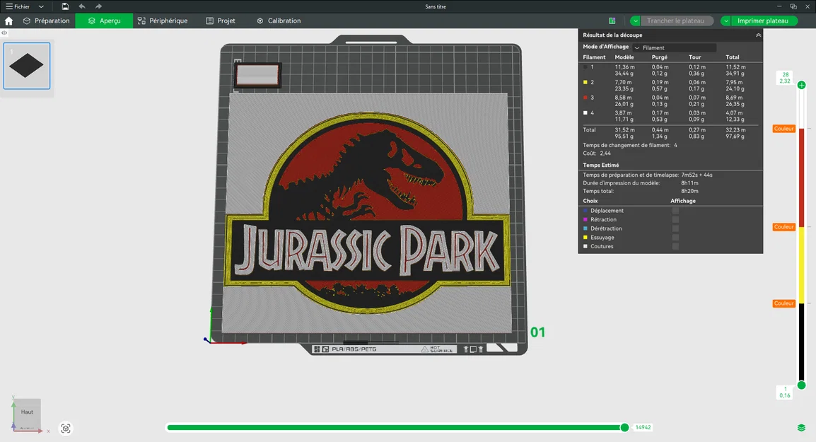 Logo Jurassic Park - Mẫu in HueForge đa sắc - Image 2
