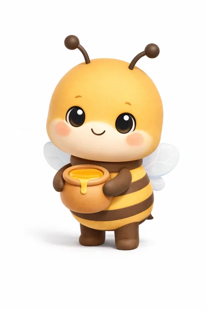Mô hình 3D chú ong dễ thương cùng hũ mật ngọt ngào để trang trí - Image 1
