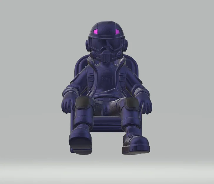 Mô hình 3D nhân vật Cyberpunk ngồi thư giãn độc đáo - Image 1