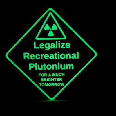 Biển báo phát sáng Legalize Recreational Plutonium độc lạ