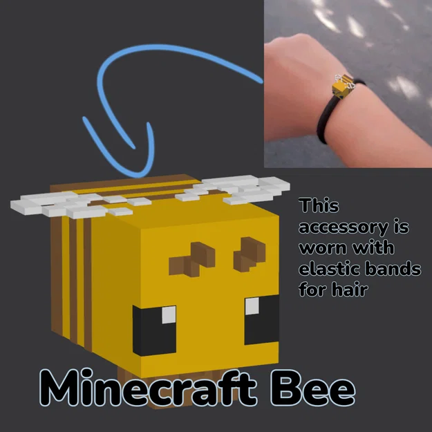 Phụ kiện buộc tóc hình chú ong Minecraft (Minecraft Bee) in 3D - Image 1
