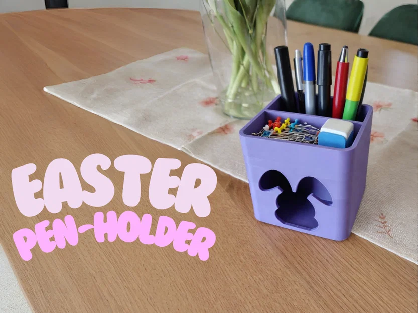 Ống cắm bút hình thỏ Easter - Image 1